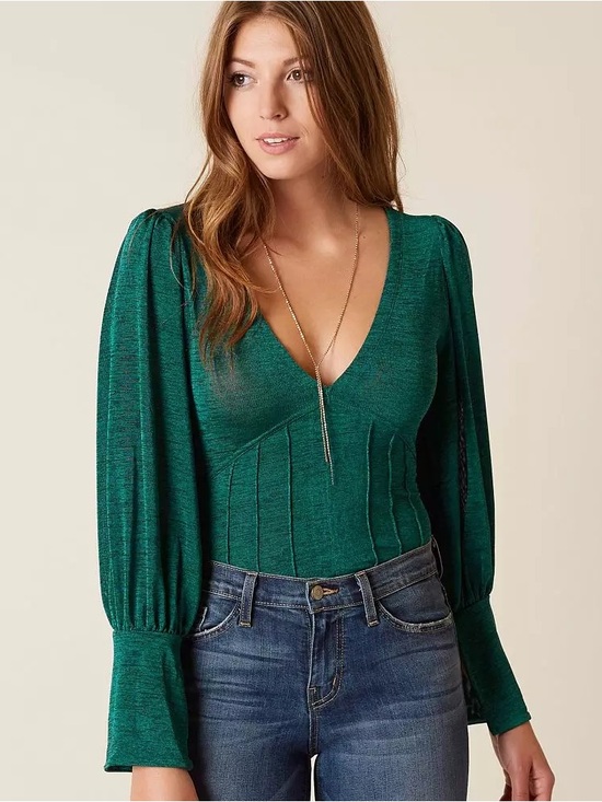 Free People Tops - FREE PEOPLE Emerald Blouse
